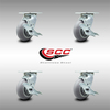 Service Caster 5 Inch SS Thermoplastic Rubber Swivel Caster Set with Ball Bearings and Brakes SCC-SS30S520-TPRBD-TLB-4